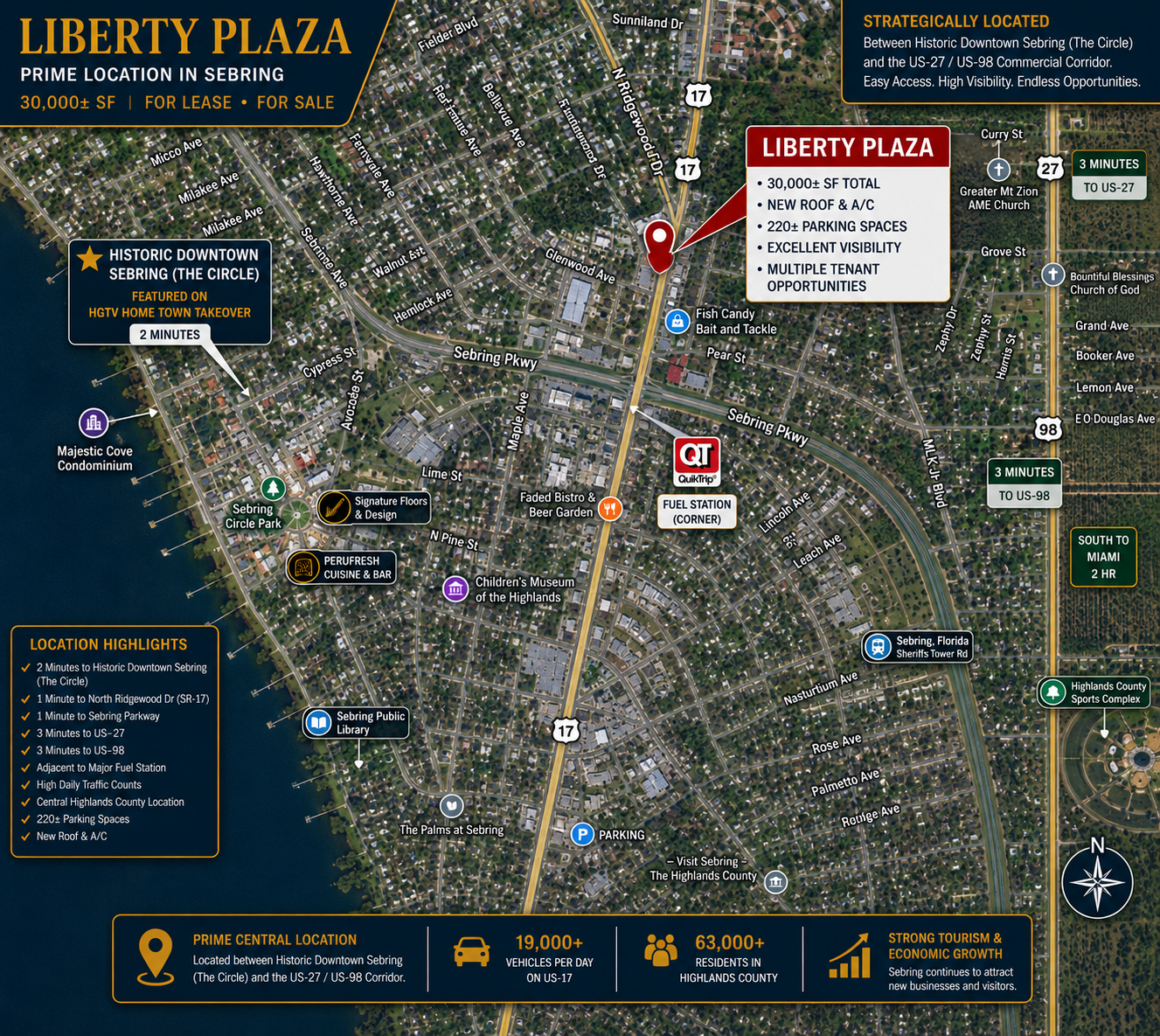 Commercial location map for Liberty Plaza in Sebring